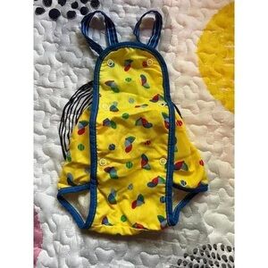 Colorful Baby Romper with Blue Trim